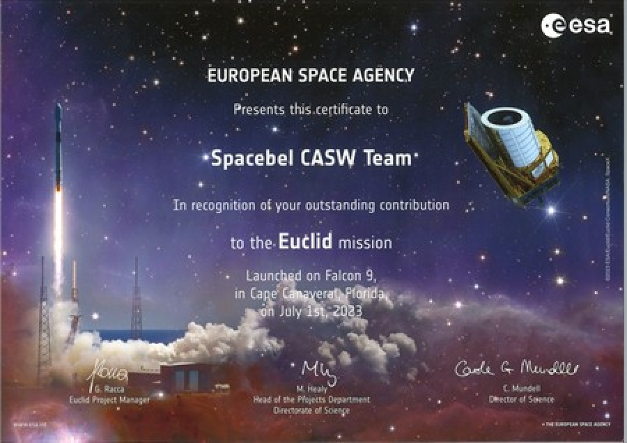 new illustration ESA Awards Euclid Certificate to SPACEBEL